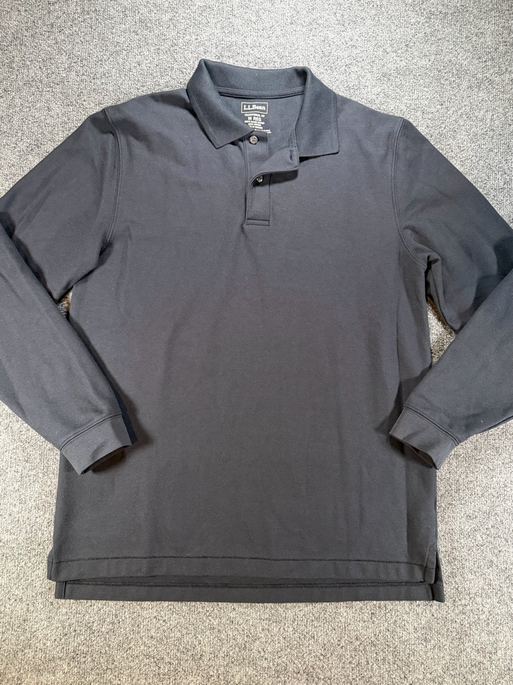 L.L. Bean Men's Long-Sleeve Polo Shirt - Navy Blue Size Medium Reg